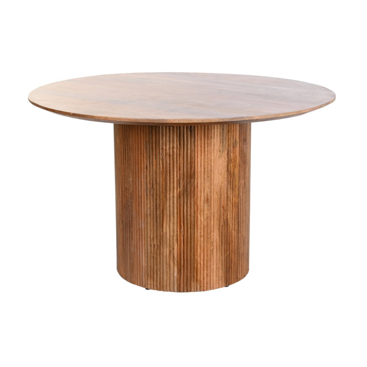 Gracie Oaks Putra 120Cm Mango Solid Wood Pedestal Dining Table